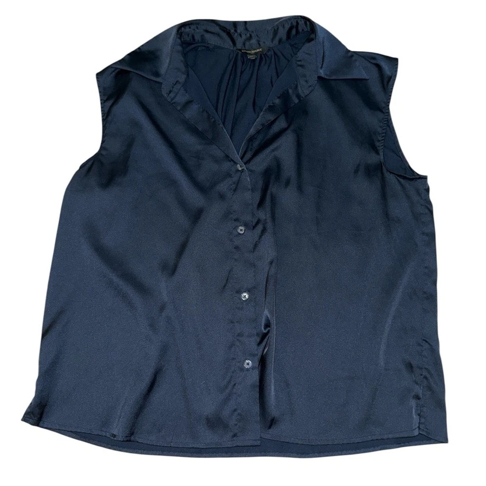 Banana Republic navy blue sleeveless silk blouse women’s size XL - Image 1 of 4