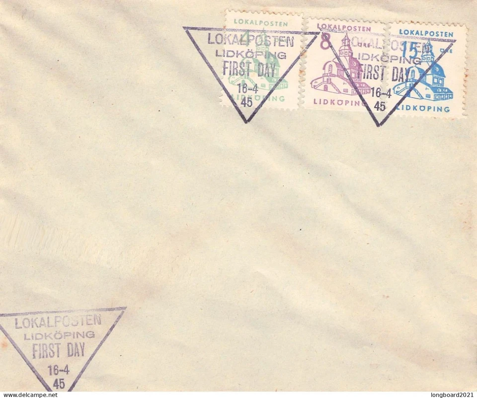 瑞典 - LOKAL POSTEN - FDC 16.4.1945 LIDKÖPING / * 330 — 第 1/1 张图片