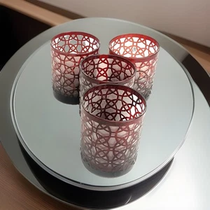 Red Lattice Barware Retro drinking Glass Burgundy 4 PCS for Hotels & Bars - Picture 1 of 7