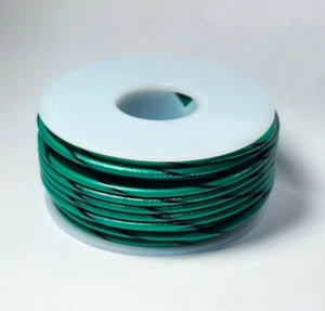 20 AWG Gauge UL1015 600 Volt Hook-up Wire GREEN w/ BLACK STRIPE 50 feet NEW! - Picture 1 of 1