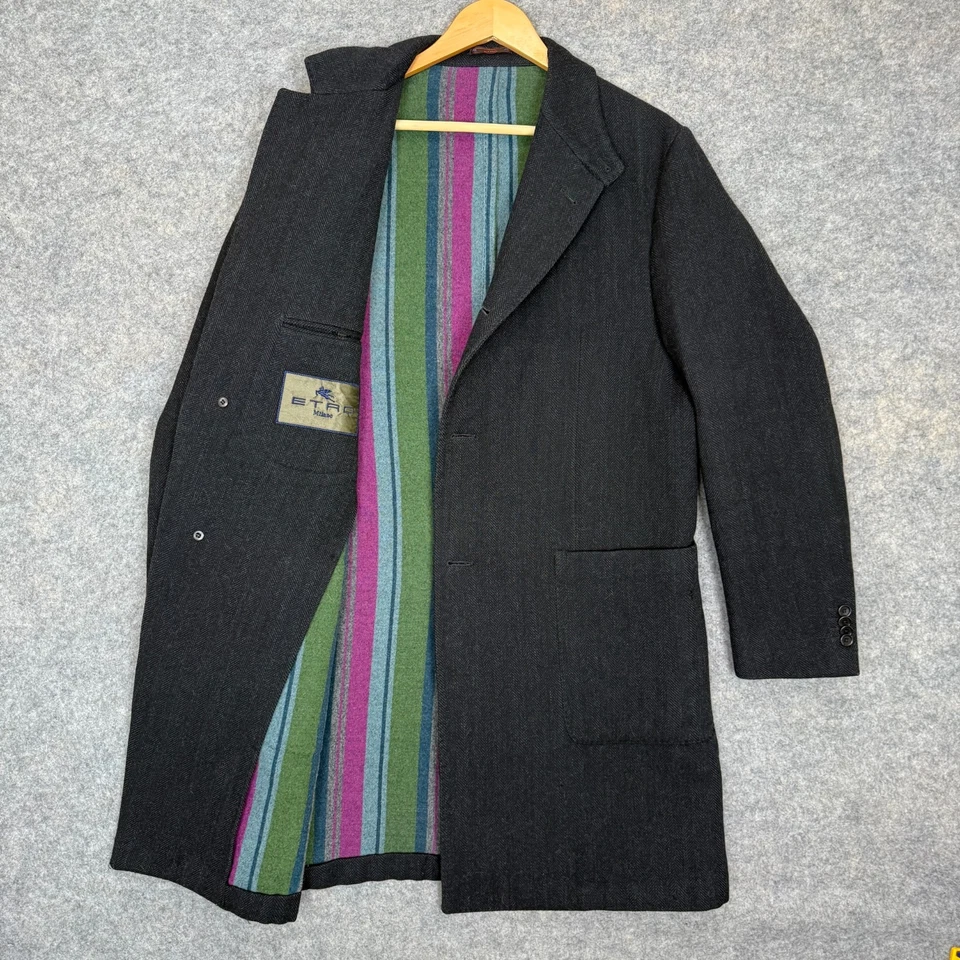 Abrigo Chaqueta de Lana ETRO Tweed para Hombres 54 (US 44) XL Franela Arco Iris Forrado Aria Foto 1 de 4