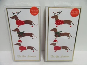 2 Graphique Christmas Cards Dachshund 16 Cards & Envelopes Puppy Dog Holiday - Picture 1 of 2