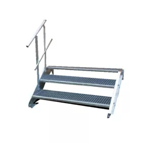 Stahltreppe 3 Stufen-Breite 100cm Variable-Höhe 40-60cm mit einseit. Geländer - Bild 1 von 5