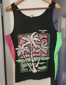 Vintage Port Aransas Texas T-Shirt Tank Top Sherry Mfg Best Men's Lg USA Neon - Picture 1 of 4