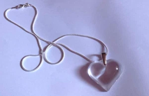 PENDANT -LALIQUE LARGE CLEAR HEART PENDANT & 18" SILVER CHAIN -BOXED STUNNING! - Picture 1 of 10