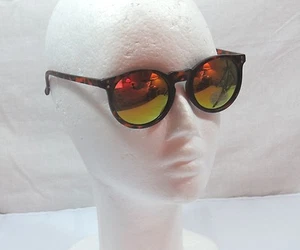 Classic Faux Tortoise Summer Sunglasses Shades Mirrored Round Lenses unisex  - Picture 1 of 4