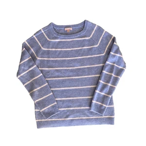 Philosophy Women 100% Cashmere Sweater Women's Small Blue Stripe PRISTINE - Picture 1 of 7