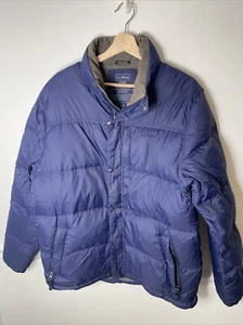 LL Bean Men's Goose Down Puffer Coat Medium Blue Full Zip 276573 - Picture 1 of 4