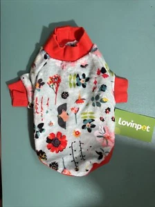 Lovinpet Dog Pajamas, Floral/Red trim, Fleece Lined, Size XS - Picture 1 of 8