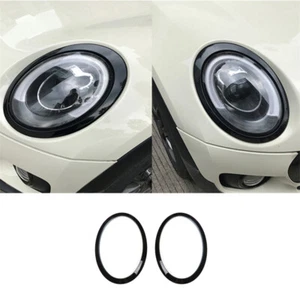 1 Pair Bright Black Car Front Headlight Ring Part For Mini CooperF55 F56 2014-21 - Picture 1 of 9