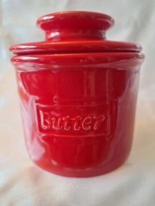 Original Butter Bell Crock 2023 L. Tremain Ceramic Beurrier Red Bone China - Picture 1 of 12