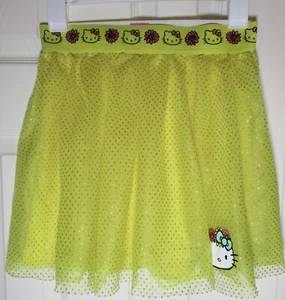 Hello Kitty Skirt Yellow Layered Elastic Waist Sparkle Girls Size 10/12 - Picture 1 of 3