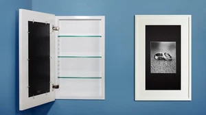 Recessed 14x24 Medicine Cabinet w/ PICTURE FRAME DOOR, no mirror, white interior - Picture 1 of 36
