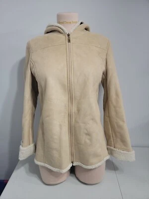 Utex Women’s Jacket Coat Tan Faux Suede Fleece Inside zip Front Size M - Image 1 of 4
