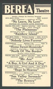 1946 BEREA THEATRE OH SHOWING SUN VALLEY SERENADE W/S HENIE & J PAYNE ETC - Picture 1 of 1