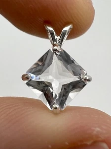 Schöner quadratischer Herkimer-Diamant & Sterlingsilber-Anhänger 1,67 kt - Bild 1 von 8