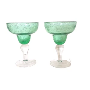 Juego de 2 vasos soplados Burbuja verde oscuro Aptland Margarita - Imagen 1 de 3