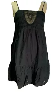 Damen Neu mit Etikett Sommerkleid Junior Größe Spaghettiträger kurze Ösen schwarz Baumwolle - Bild 1 von 2