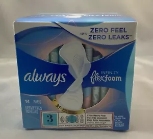 Always Infinity FlexFoam Extra Heavy Flow Size 3 Absorbency 14 Pads - Unscented - Picture 1 of 10