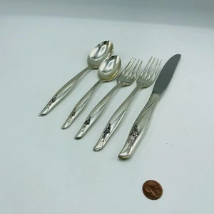 5 Sterling Gorham Sea Rose Silver Flatware Place Setting Knife, Spoons & Forks - Picture 1 of 7