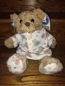Vintage Build a Bear BABW 14" Curly Brown Tan Plush Teddy Stuffed Animal Pajamas - Picture 1 of 5
