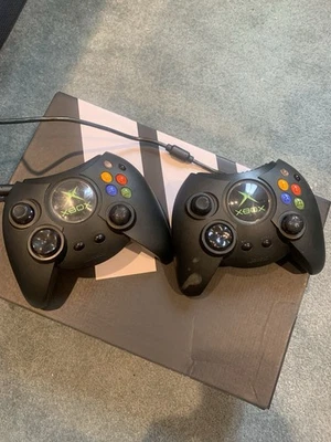 Original Microsoft Xbox Duke Controllers (2) W/Breakaway Cables - Untested - Image 1 of 4