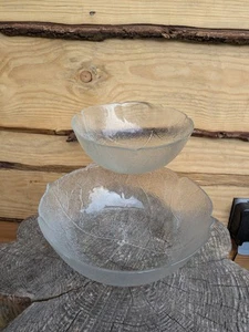 2x Graduated Vintage French Arcoroc Aspen Leaf Glass Trifle/Fruit/Serving Bowls - Picture 1 of 7