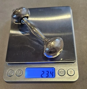 Vintage Sterling Silver 925 Dumbbell Baby Rattle Toy, 23.4 gr. - Picture 1 of 9