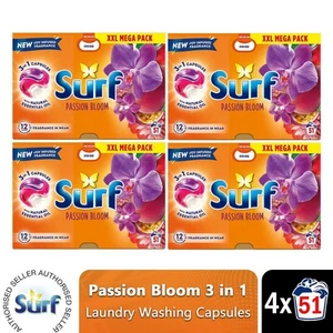 Surf 3 in 1 Laundry Washing Detergent Capsules Passion Bloom, 204 Washes - Picture 1 of 10