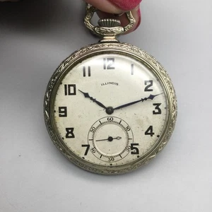 Reloj de Bolsillo Illinois Grado 274 1923 Cuerda Manual 45mm 21 Joyas Cadena Cuchillo Llavero - Imagen 1 de 15