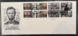 #4380-4383a ArtCraft ABRAHAM LINCOLN Platte 8er Block auf Single FDC Top! - Bild 1 von 1