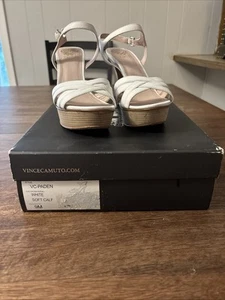 Vince Camuto VC-Paden Platform Strappy Sandals Shoes Size 9M White Soft Calf - Picture 1 of 20