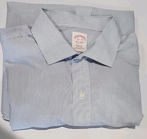 Brooks Brothers Dress Button Shirt Blue White Stripe 16 1/2 - 33 Regular Fit - Picture 1 of 5