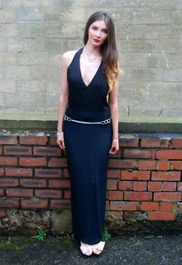 Versace Dress | Vintage Istante Couture (Versace) Black Halterneck Dress Size 10 - Picture 1 of 5