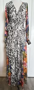 Designer V Neck Boho Gipsy MAXI DRESS Long Sleeve Semi Sheer Beach Party NEW M - Picture 1 of 10