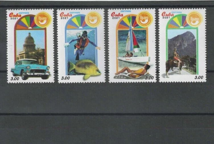 2021 Upaep Tourism car fish sailing Horse Riding Caribbean Island MNH Stamp Set - Image 1 of 1
