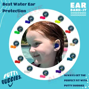 EAR BAND-IT Swimming Ear Plugs PUTTY BUDDIES FLOTEK Silicone Floating Surf Bath - Picture 1 of 20