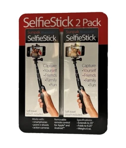Sunpak Selfie Stick Bluetooth SOFT POUCH INLCUDED 2-PACK - Picture 1 of 2