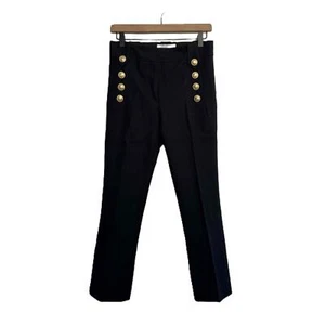 Derek Lam Navy Blue High Waisted Gold Button Sailor Dress Pants Cropped Size 4 - Picture 1 of 12