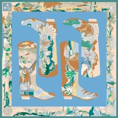 Sallys Boutique 18 Momme Twill Silk Wrap Scarf Shoes Print Double Face Shawl 35" - Image 1 of 4