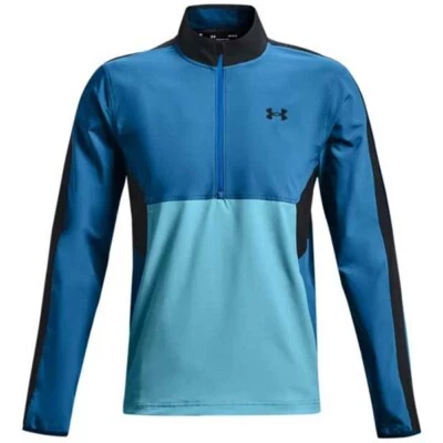 Under Armour Golf Mens Storm Windstrike Half Zip Top, Turquoise/Blue/Black, NEW - Image 1 of 2