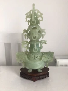 A Vintage Chinese Heavy Hardstone Incense Burner - 33 cm - Picture 1 of 24