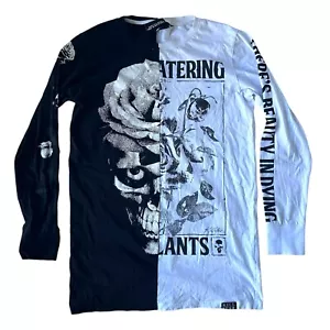 Camisa Killstar Gótica Rosa Muerta Dividida Negra Blanca Manga Larga Calavera Mediana M - Imagen 1 de 5