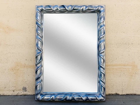 Vintage Resin Wall Mirror Refinished in Metallic Silver Cover