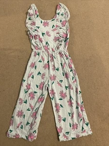 ZARA Jumpsuit Age 5 Summer Floral Girls Ruffled Sleeveless - Picture 1 of 6