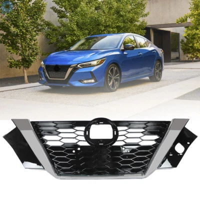 For Nissan Sentra 2020 2021 62310-6LB0A Front Bumper Upper Grille Black ＆ Chrome Foto 1 de 4
