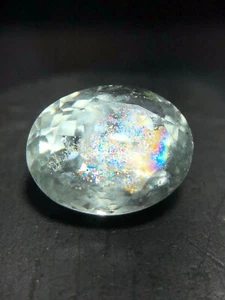 Rarely Found Natural Aquamarine Rainbow Fire, Oval Shape Aquamarine Sunstone. - Picture 1 of 10