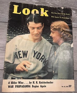 1939 10/10 Look Magazine baseball Joe DiMaggio New York Yankees Lou Gehrig FAIR - Picture 1 of 2
