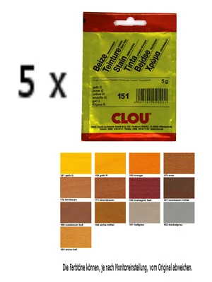 Clou Beutelbeize 5 x 5g Holzbeize Holz Beize Holzschutz Pulverbeize Möbelbeize - Bild 1 von 3