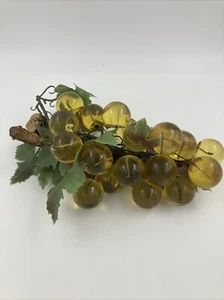 Vintage Large Amber Lucite Grapes Cluster Drift Wood MCM Retro - Picture 1 of 7